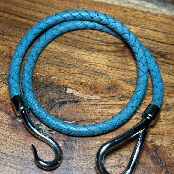 HERMES Jumbo H BRACELET doble wrap with turquoise leather. - Picture 4 of 8